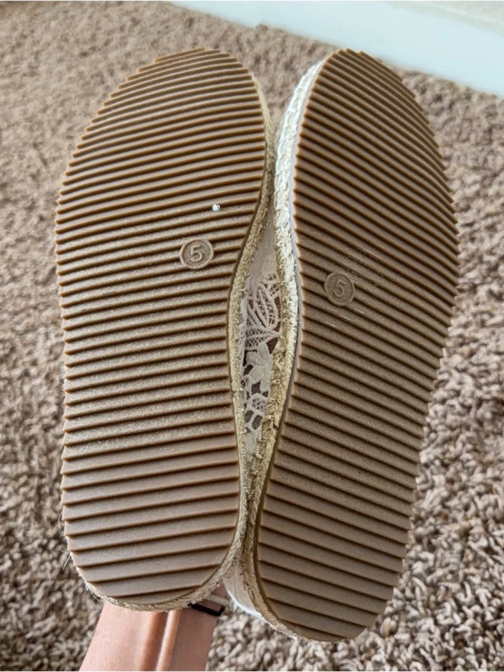 Art Class White Lace Mary Jane Espadrille Youth 5  Flats Coquette - Picture 7 of 7